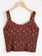 Romwe Ditsy Print Pleated Cami Top
