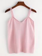 Romwe Pink Knitted Cami Top