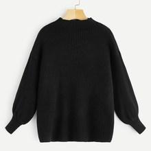 Romwe Ribbed Mock Neck Jumper