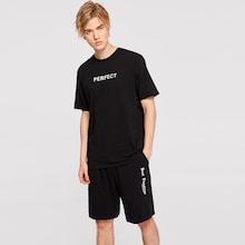 Romwe Guys Letter Print Tee & Sweat Shorts Set