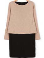 Romwe Color-block Round Neck Long Sleeve Dress