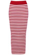 Romwe Striped Slim Body Conscious Red Skirt