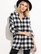 Romwe Check Plaid Drop Shoulder Shirt