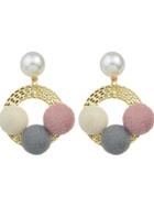 Romwe Pink Colorrope Beads Stud Earrings
