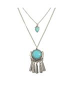 Romwe Double Layers Turquoise Necklace