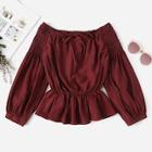 Romwe Knot Neck Elastic Detail Off The Shoulder Blouse