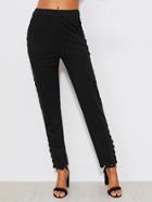 Romwe Scallop Trim Tailored Pants