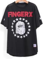 Romwe Letter Print With Hollow T-shirt