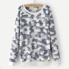 Romwe Color-block Fuzzy Sweatshirt