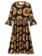 Romwe Multicolor Bell Sleeve Cut Out Backless Print Dress