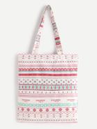 Romwe Geometric Print Linen Shopping Bag