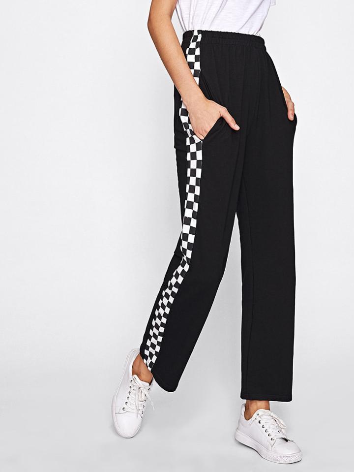Romwe Side Checked Pants