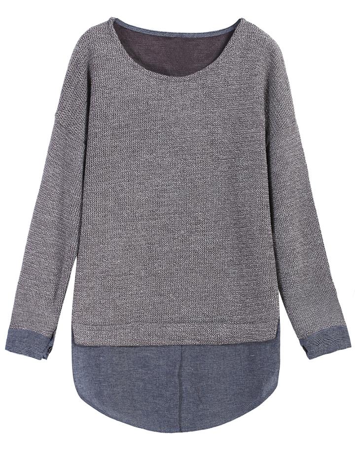 Romwe Contrast Hem Loose Knit Sweater