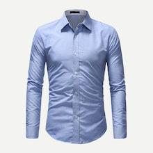 Romwe Guys Plain Curved Hem Shirt