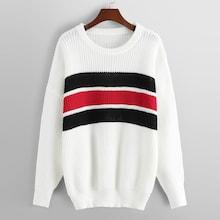 Romwe Plus Drop Shoulder Color-block Sweater