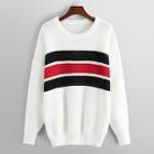 Romwe Plus Drop Shoulder Color-block Sweater