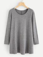 Romwe Solid Marled Knit Tee