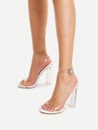 Romwe Ankle Strap Clear Design Heels