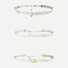 Romwe Heart & Disc Choker Set 3pcs