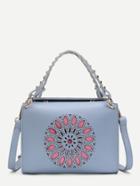 Romwe Cut Out Pu Shoulder Bag With Studded