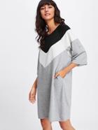 Romwe Contrast Wide Striped Sweatshirt Dress