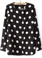 Romwe With Zipper Polka Dot Top