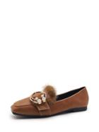 Romwe Metal Detail Flat Loafers With Faux Fur