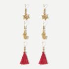 Romwe Mermaid & Tassel Drop Earrings 3pcs