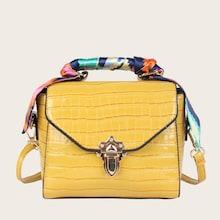 Romwe Twilly Scarf Push Lock Satchel Bag
