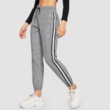Romwe Contrast Taped Side Drawstring Waist Pants