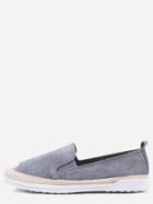 Romwe Grey Genuine Leather Elastic Espadrilles