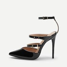 Romwe Buckle Detail Ankle Strap Stiletto Heels