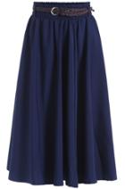 Romwe With Belt Pleated Skirt