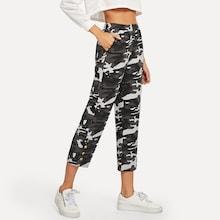 Romwe Elastic Waist Camo Pants