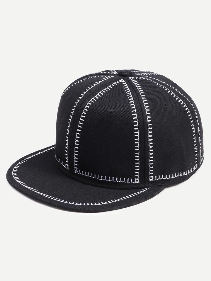 Romwe Black And White Canvas Baseball Hat