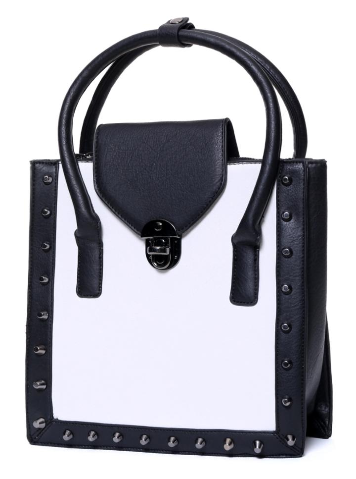 Romwe Colour-block Rivet Pu Bag