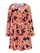Romwe Gingerbread Man Print Dress