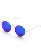 Romwe Royal Blue Lens Double Bridge Round Sunglasses