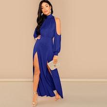 Romwe M-slit Front Cold Shoulder Dress