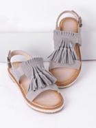 Romwe Grey Tassel Espadrille Flat Sandals