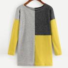 Romwe Plus Drop Shoulder Cut And Sew Panel Sweater