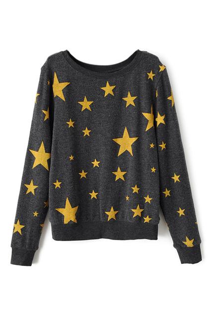 Romwe Star Print Sweatshirt