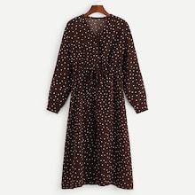 Romwe Polka Dot Drawstring Waist Dress