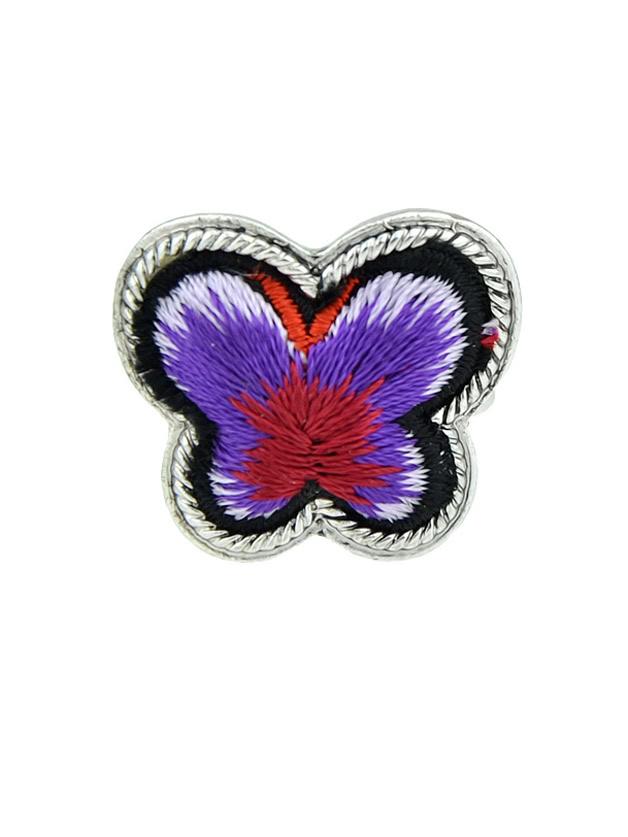 Romwe Purple Handmade Embroidery Butterfly Finger Ethnic Rings