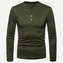 Romwe Men Solid Button Decoration Tee