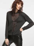 Romwe Black V Mesh Front Sweatshirt