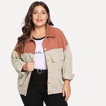 Romwe Plus Color-block Pocket Patched Jacket