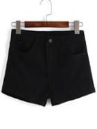 Romwe Slim Denim Black Shorts