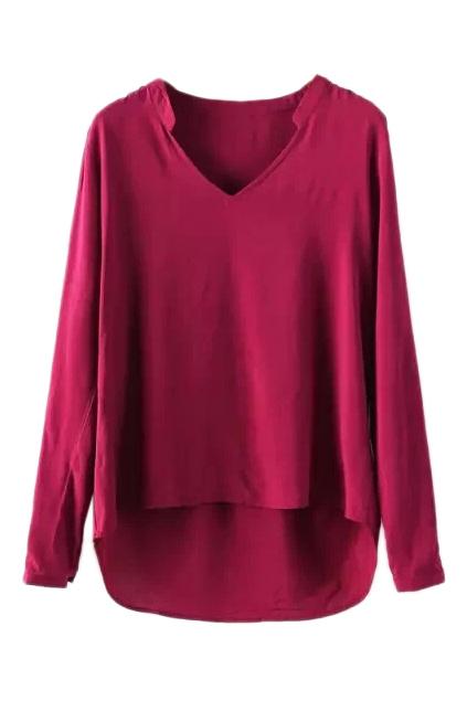 Romwe Romwe Asymmetric V-neck Chiffon Blouse