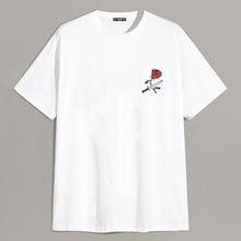 Romwe Guys Rose & Knife Print T-shirt